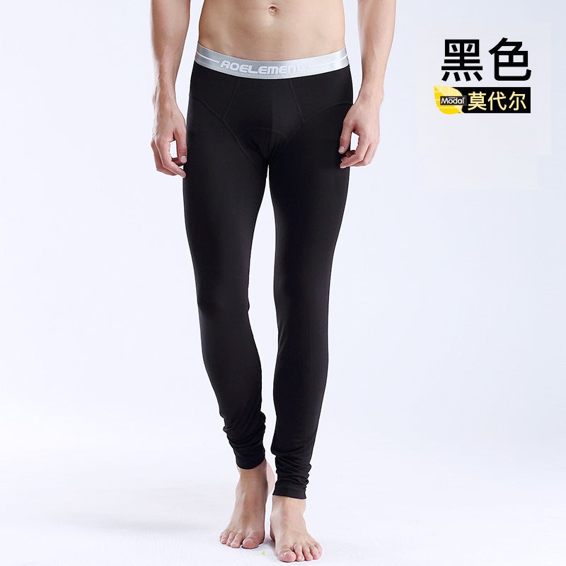 Mens long johns single thin tight pants youth line pants warm pants slim autumn and winter leggings cotton wool pants Purple (Viscose)  - Image 4