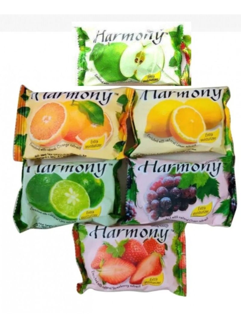 Harmony Set of 6 Pieces Extra Moisturizing Fruity Soap Multicolour 6x75 gm - Image 1
