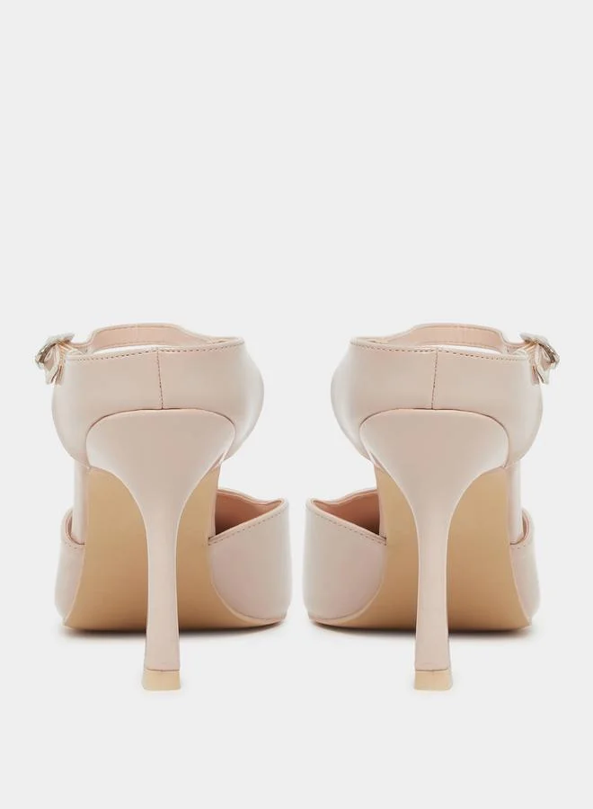 RAID Raid Harler Nude Ankle Strap Pointed Toe Shoes