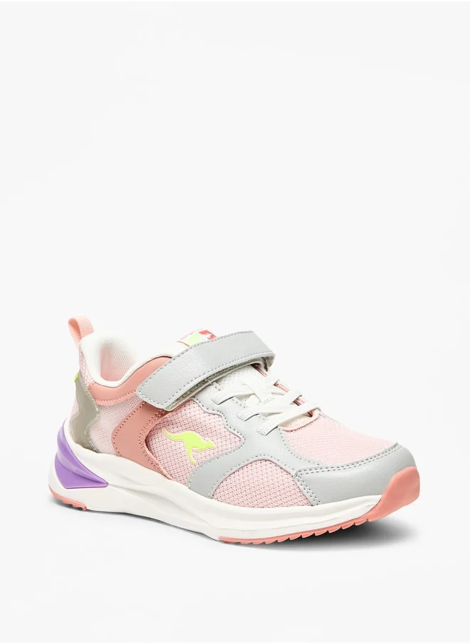 kangaROOS Girls' Colourblock Sports Shoes with Hook and Loop Closure