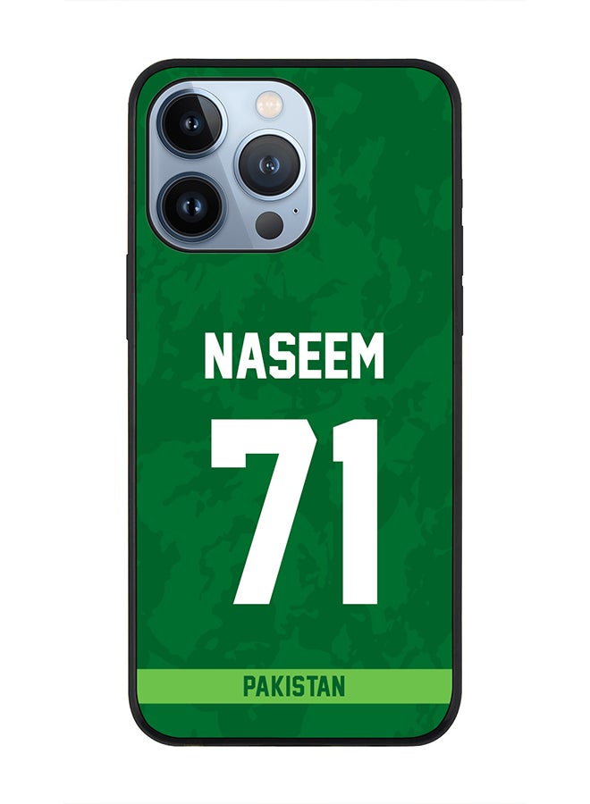 Stylizedd Rugged Black Edge Case iPhone 13 Pro, Slim fit Soft Case Flexible Rubber Edges Thin Cover - Player Name - Naseem Shah, Jersey Number- 71 - Image 1