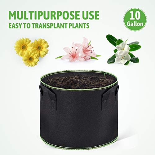 Delxo 20-Pack 10 Gallon Heavy Duty Aeration Thickened Nonwoven Fabric Pots Plant Grow Bags with Handles - Image 5