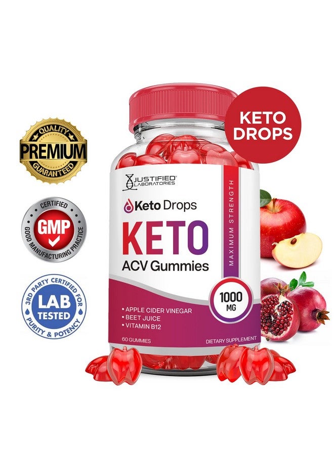 Justified Laboratories Keto Drops Keto ACV Gummies Advanced Formula 1000MG Keto Drops Keto Gummies Apple Cider Vinegar Formulated with Pomegranate Beet Juice Powder B12 Vegan Non GMO 60 Gummys - Image 2