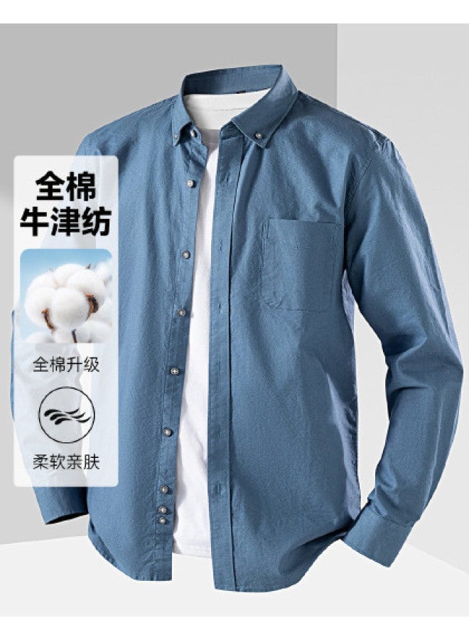 Fapai Men's Pure Cotton Oxford Shirt, Four-season Casual Long Sleeve Shirt Jacket For Men - Image 1