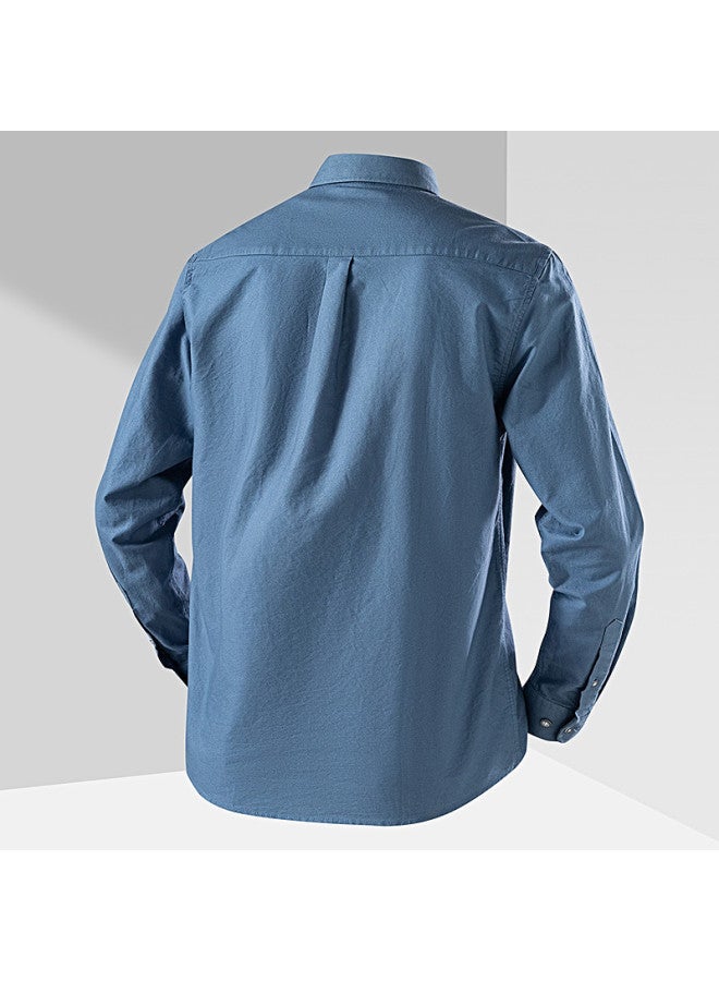 Fapai Men's Pure Cotton Oxford Shirt, Four-season Casual Long Sleeve Shirt Jacket For Men - Image 3