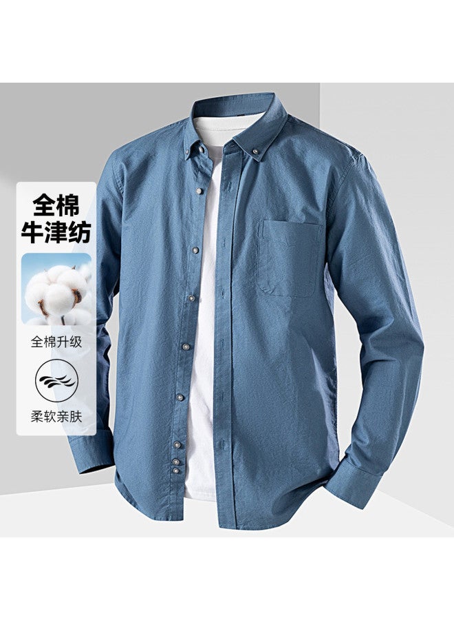 Fapai Men's Pure Cotton Oxford Shirt, Four-season Casual Long Sleeve Shirt Jacket For Men - Image 2