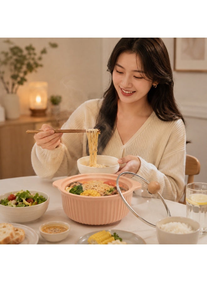 Ceramic Bowl with Lid Stripes Peach Microwave Dishwasher Safe Serving Storage Soup Rice Cereal Snacks Salad Noodles MealPrep Kitchen Food Container Home Dining Restaurant Use - Image 5