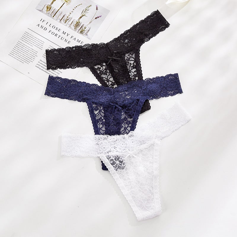 Large Size Lace Women'S Thong Transparent Hollow T Pants Low Waist Underwear - Image 4