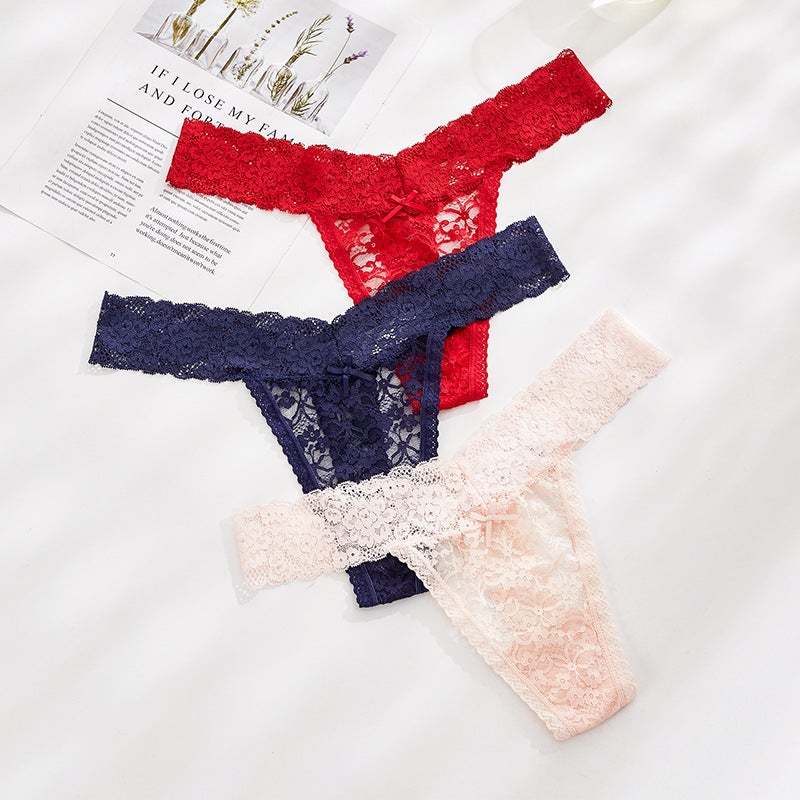 Large Size Lace Women'S Thong Transparent Hollow T Pants Low Waist Underwear - Image 5