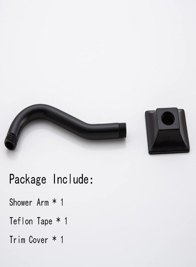 SEABEFORE 8" Wave-shaped Shower Arm Matte Black Showerhead Extension with Unique Flange, Standard 1/2" Connection - Image 5