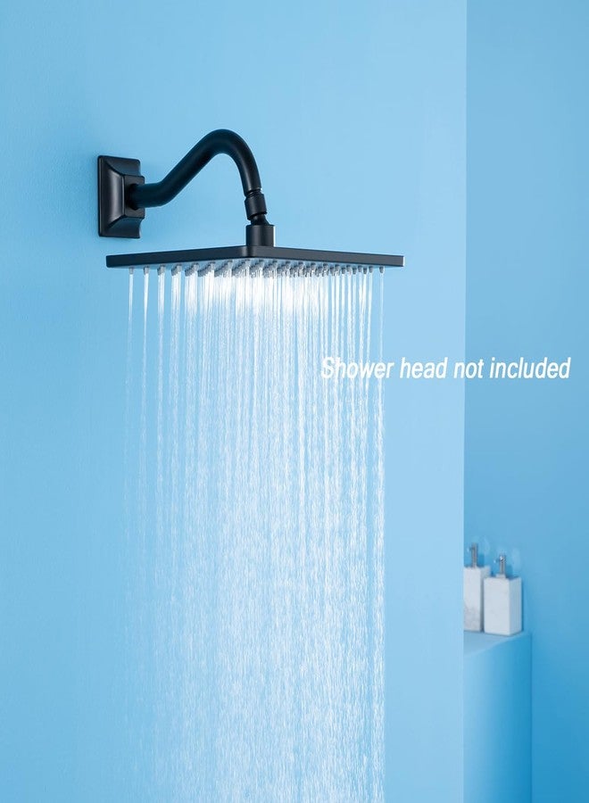 SEABEFORE 8" Wave-shaped Shower Arm Matte Black Showerhead Extension with Unique Flange, Standard 1/2" Connection - Image 2