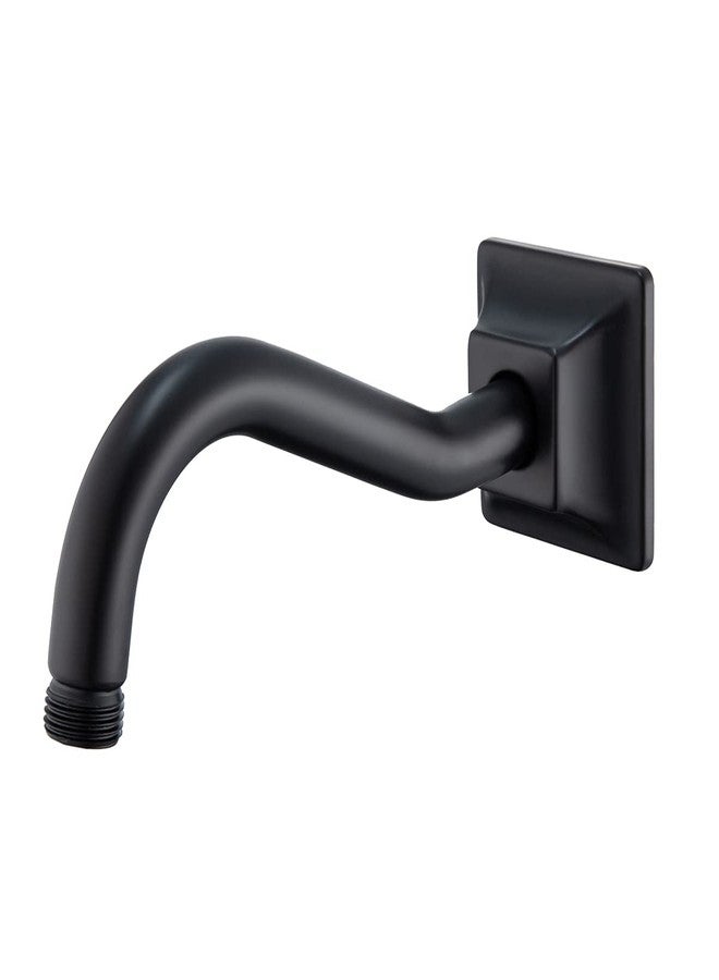 SEABEFORE 8" Wave-shaped Shower Arm Matte Black Showerhead Extension with Unique Flange, Standard 1/2" Connection - Image 1