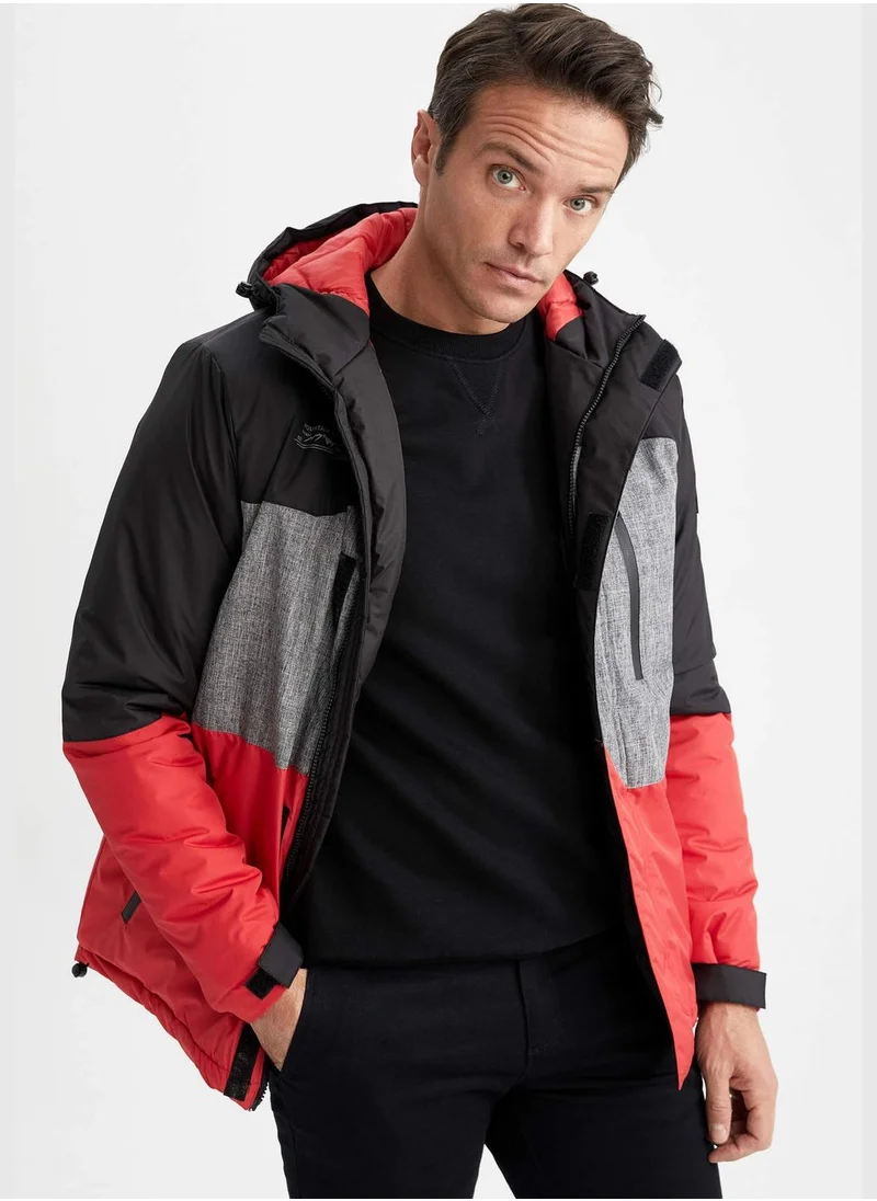 DeFacto Slim Fit Block Colour Hooded Jacket