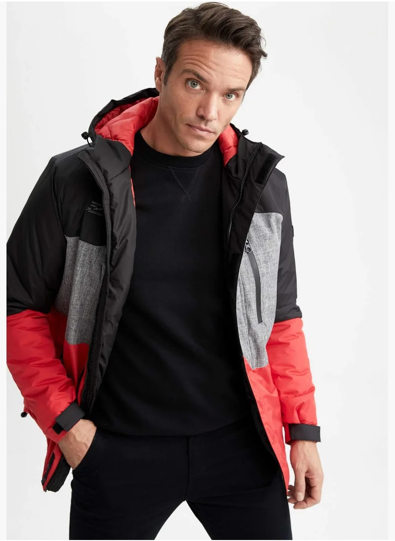 DeFacto Slim Fit Block Colour Hooded Jacket