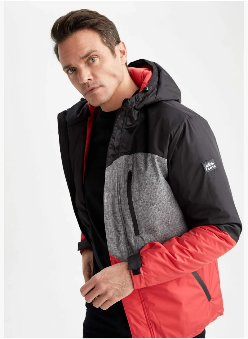 DeFacto Slim Fit Block Colour Hooded Jacket