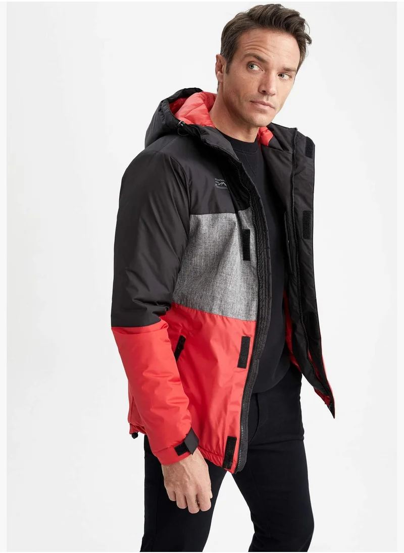 DeFacto Slim Fit Block Colour Hooded Jacket