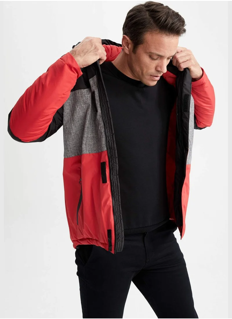 DeFacto Slim Fit Block Colour Hooded Jacket
