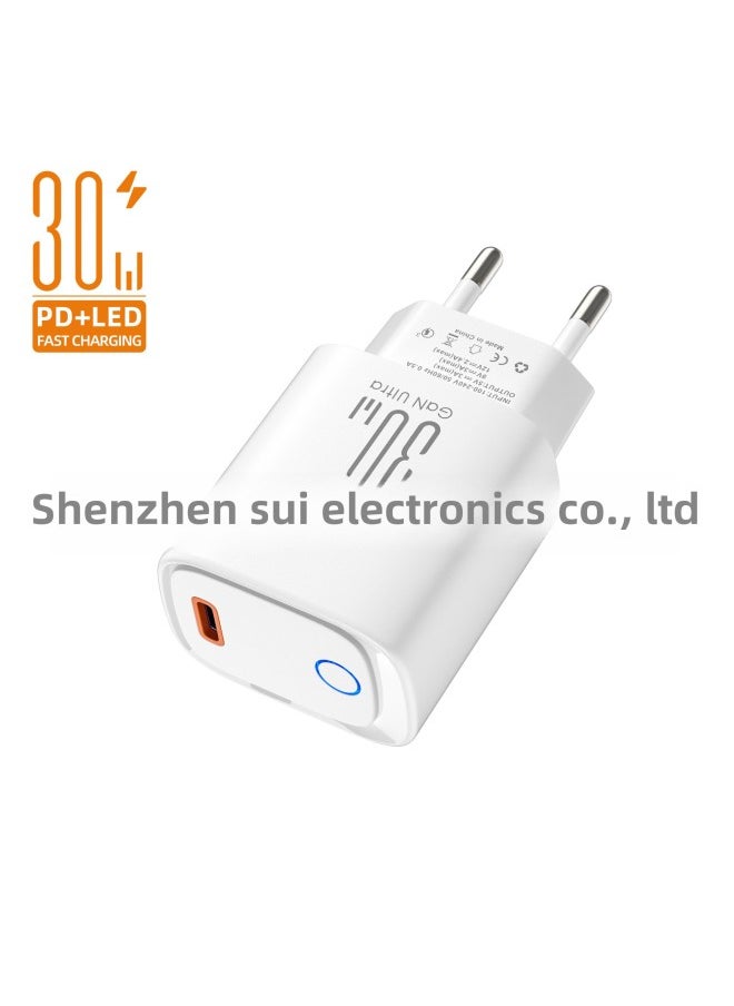 Generic - Round Lamp 1USB Charger PD20W Is Suitable For Apple Mobile Phone Power Adapter QC3.0 Fast Charging European And American Regulations-Color:European Standard Yellow-Specifications:20W - Image 1