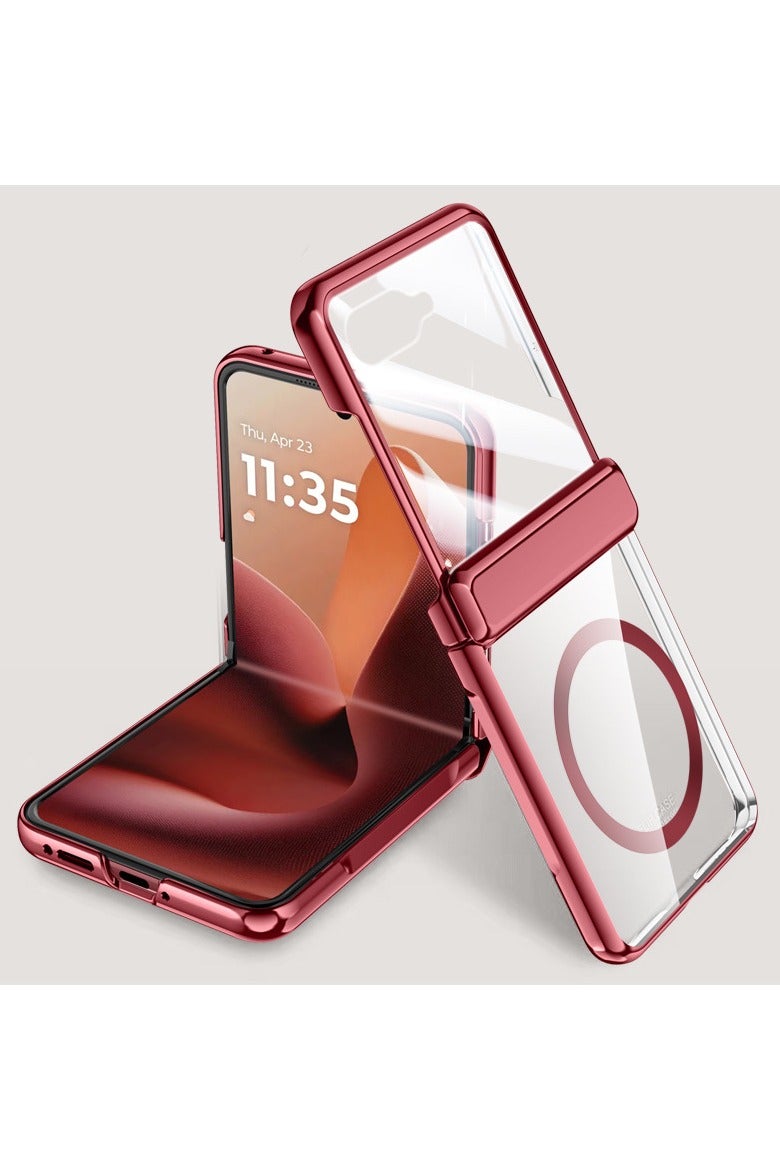 general for Motorola Razr 60 Ultra 2025 Magnetic Case Compatible with Mag-Safe & Hinges Protection & Built-in Front Screen Protector & Plated Frame Clear Thin Cover - Image 3