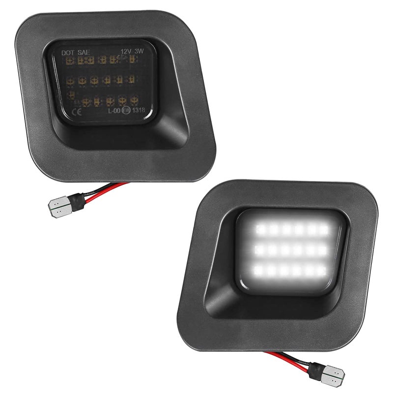 LESAUCE Full LED License Plate Light Tag Light For 2003-2018 Dodge RAM 1500 2500 3500 Pickup Truck, 6000K White, Smoke Lens, Tag Lamp Assembly Replacement, 2 PCS