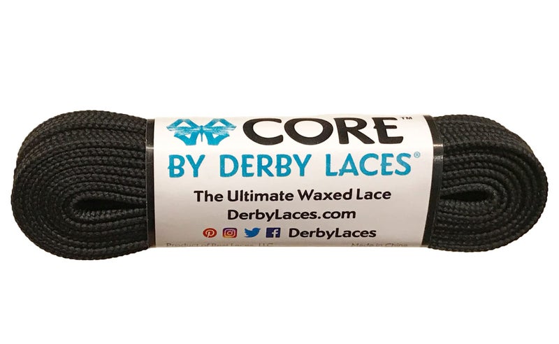 Derby Laces CORE Narrow 6mm Waxed Lace for Figure Skates, Roller Skates, Boots, and Regular Shoes (Black, 134 Inch / 340 cm) - Image 1