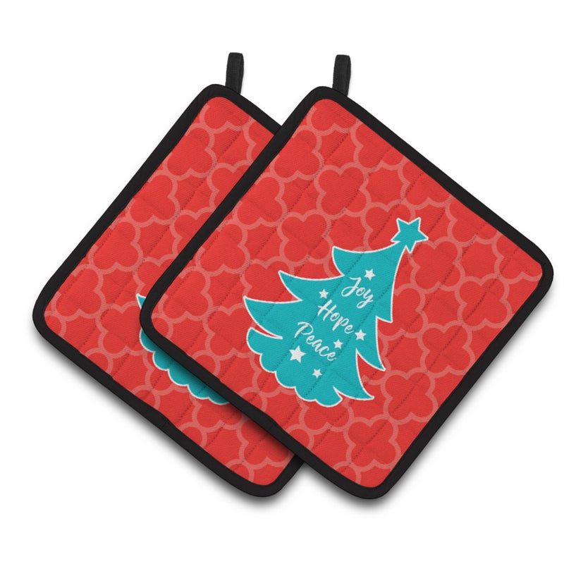 Caroline's Treasures ""Caroline's Treasures BB6969PTHD Christmas Tree Red Teal Pair of Pot Holders  7.5 x 7.5""""  Multicolor"" 