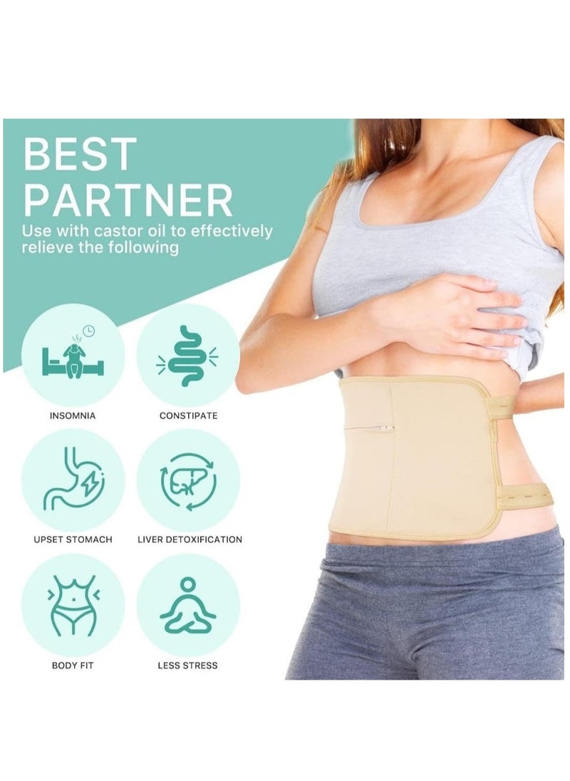 NIKITA.VIVI 2 in 1 Castor Oil Wrap Set for Waist and Neck Reusable Kit for Liver Adjustable Elastic Strap Aid Sleep Cotton Flannel & Soft Ties for Waist and Thyroid Neck  - Image 3
