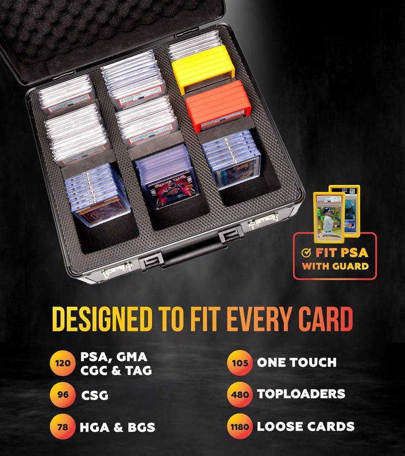 Panopply SLAB ARMOR 3 Row Graded Card Storage Box PSA Slab Case For Graded cards Hold 120+ Slabs Graded Card Case PSA Graded Card Storage Sports Baseball Card Collector Gifts TSA approved lock (BLACK) - Image 2