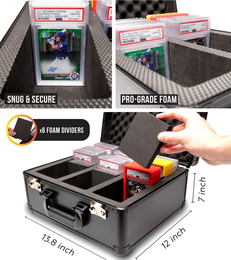 Panopply SLAB ARMOR 3 Row Graded Card Storage Box PSA Slab Case For Graded cards Hold 120+ Slabs Graded Card Case PSA Graded Card Storage Sports Baseball Card Collector Gifts TSA approved lock (BLACK) - Image 3