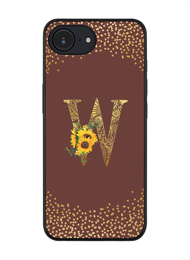 Stylizedd For Apple iPhone 16e Case,Slim fit Camera Protection, Shockproof Thin Phone cover  - Custom Floral Monogram - W  (Brown ) - Image 1
