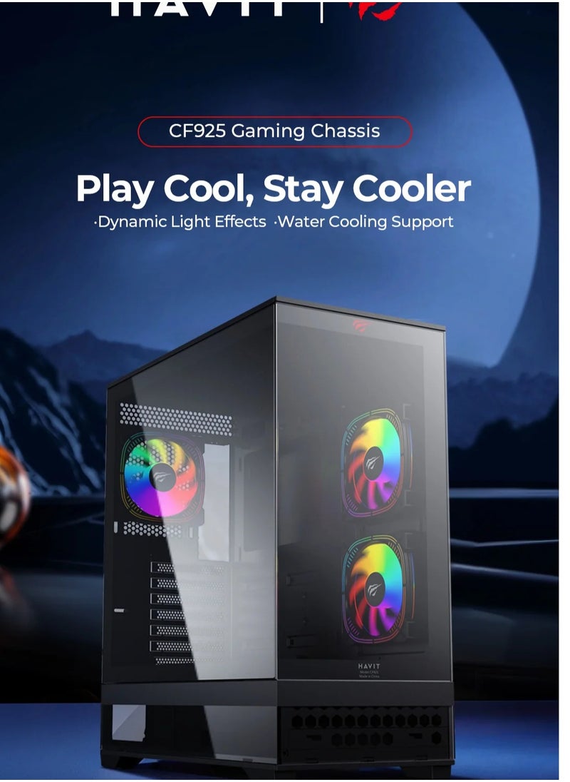 havit Gaming Chassis ATX Motherboard  Supports ATX/M-ATX/Mini ITX  model CF925 - black  - Image 2
