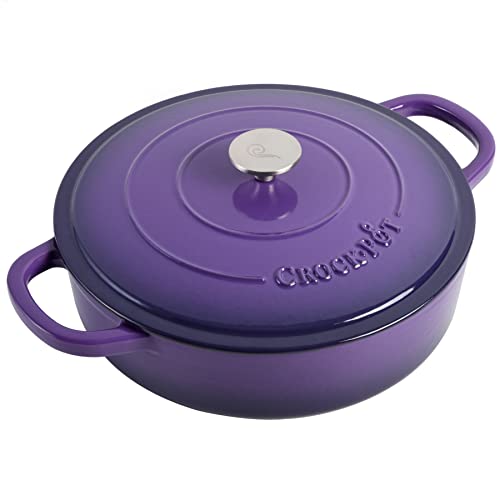 Crock-Pot Artisan Enameled Cast Iron Braiser W/Lid, 5 Quart, Lavender Purple - Image 1