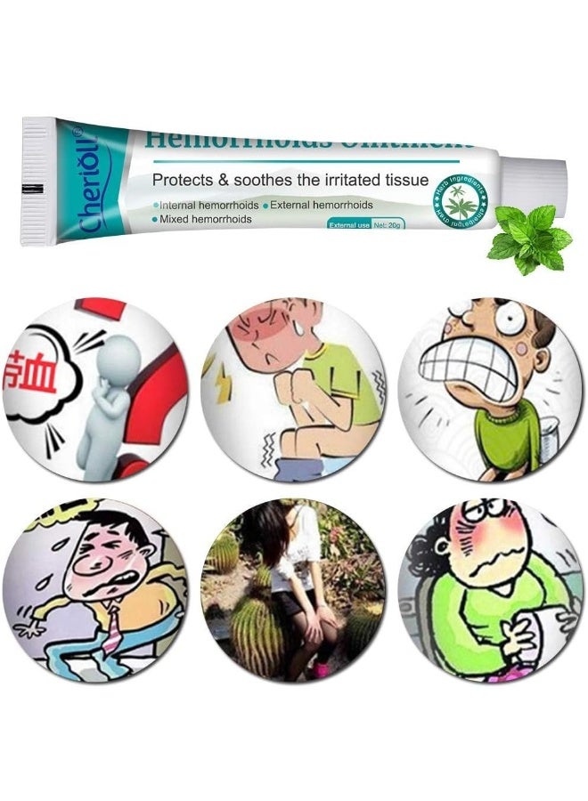 Cherioll Hemorrhoid Cream, Haemorrhoids Treatment - Cream Maximum Strength Relief, Natural for Healing, for Hemorrhoids Fissures Bleeding, Natural Fast Pain Relief Cream 20g*2 (Assistant tub 4Pcs) - Image 2