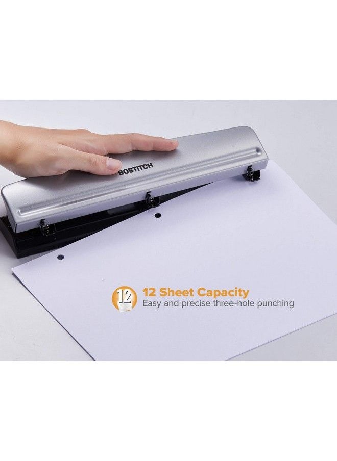 Bostitch Office 3 Hole Punch 12 Sheet Capacity Metal Silver 2Pack  - Image 3