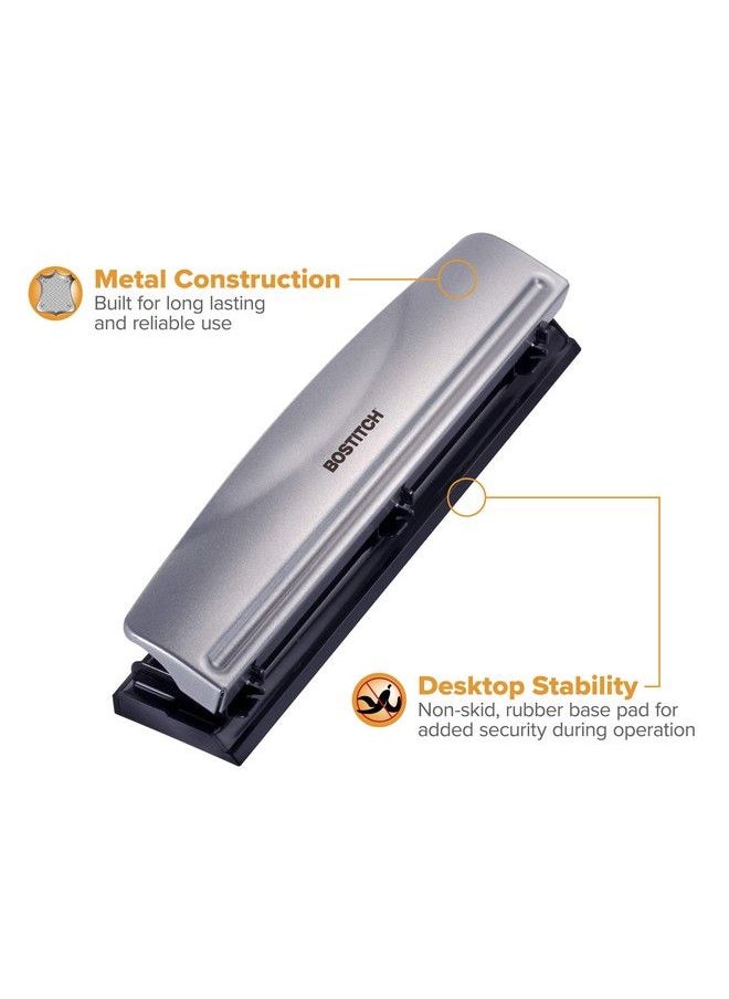 Bostitch Office 3 Hole Punch 12 Sheet Capacity Metal Silver 2Pack  - Image 5