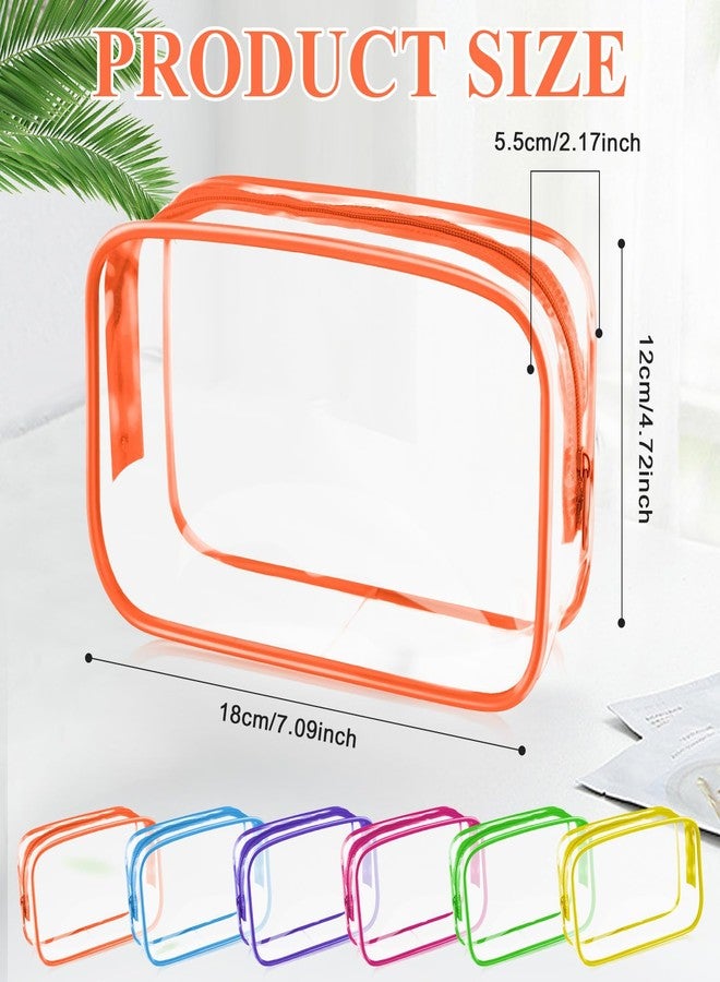 Saintrygo 18 Pack Clear Makeup Bags 7 x 5 PVC Cosmetic Bag Plastic Zippered Pouches Portable Toiletry for Women Men Travel Vacation Bathroom Organizing(Clear Color, Multicolor Border) - Image 2
