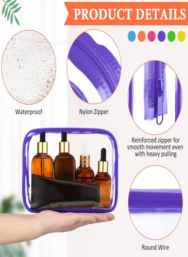 Saintrygo 18 Pack Clear Makeup Bags 7 x 5 PVC Cosmetic Bag Plastic Zippered Pouches Portable Toiletry for Women Men Travel Vacation Bathroom Organizing(Clear Color, Multicolor Border) - Image 3