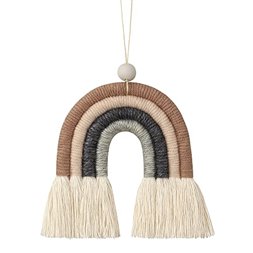 BOHO GARDEN Macrame Rainbow Charm - Essential Oil Diffuser for Cars, Baby Nursery, Children’s Bedroom & Home Decor - Colorful Decorative Hanging Air Freshener & Accessories - 3.5x4 - Espresso - Image 1
