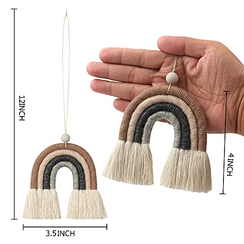 BOHO GARDEN Macrame Rainbow Charm - Essential Oil Diffuser for Cars, Baby Nursery, Children’s Bedroom & Home Decor - Colorful Decorative Hanging Air Freshener & Accessories - 3.5x4 - Espresso - Image 2