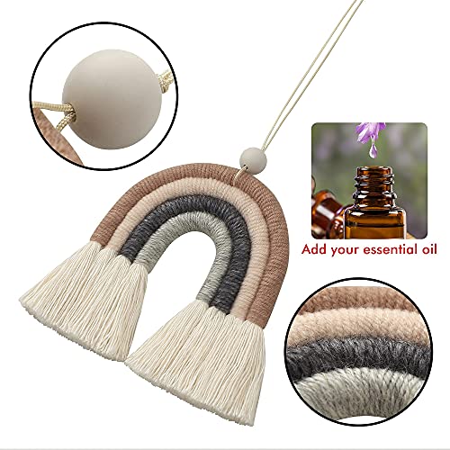 BOHO GARDEN Macrame Rainbow Charm - Essential Oil Diffuser for Cars, Baby Nursery, Children’s Bedroom & Home Decor - Colorful Decorative Hanging Air Freshener & Accessories - 3.5x4 - Espresso - Image 3