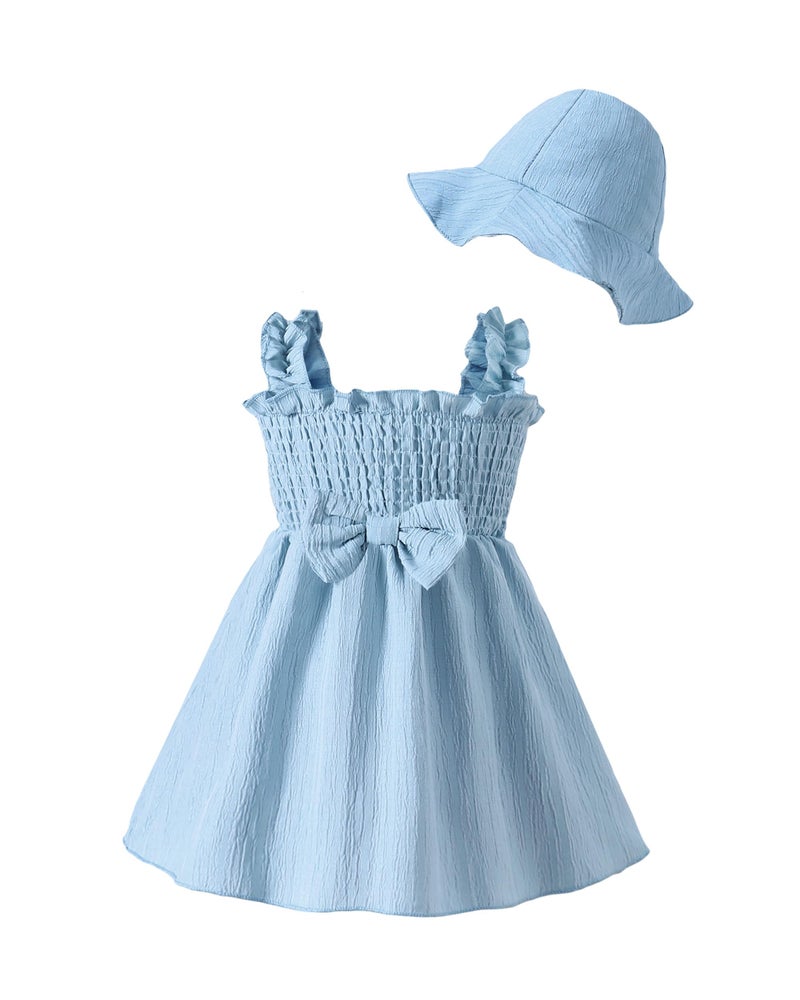 Renotemy Baby Girl Dresses 6-12 Months Summer Girl Clothes Blue Sundress Toddler Dress Casual Infant Ruffle Sleeveless Flower Princess Birthday Party Dress Baby Cute Boho Beach Outfit Gifts - Image 1