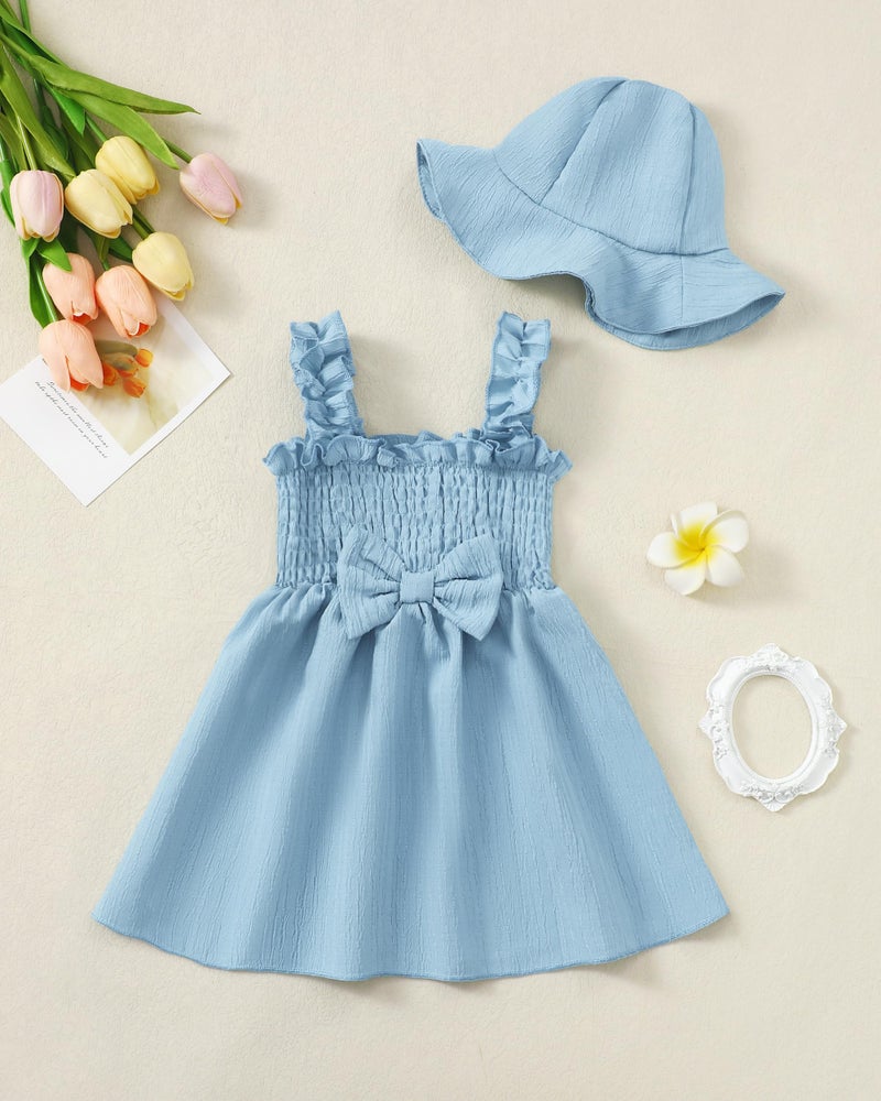 Renotemy Baby Girl Dresses 6-12 Months Summer Girl Clothes Blue Sundress Toddler Dress Casual Infant Ruffle Sleeveless Flower Princess Birthday Party Dress Baby Cute Boho Beach Outfit Gifts - Image 3