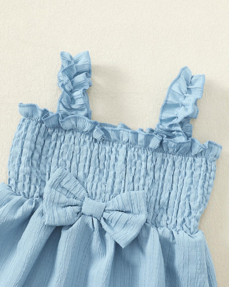 Renotemy Baby Girl Dresses 6-12 Months Summer Girl Clothes Blue Sundress Toddler Dress Casual Infant Ruffle Sleeveless Flower Princess Birthday Party Dress Baby Cute Boho Beach Outfit Gifts - Image 5