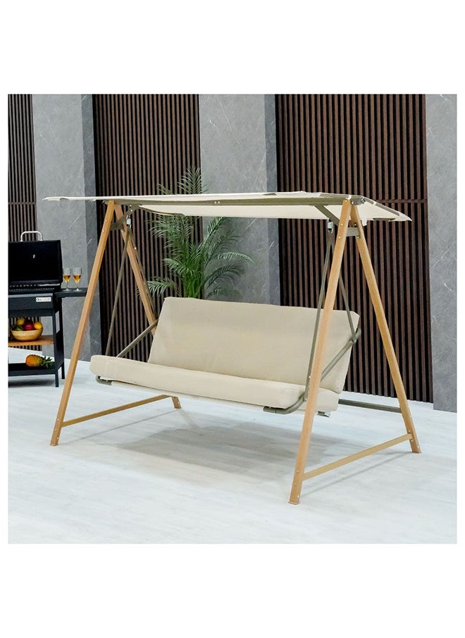DANUBE HOME - Camila Swing Chair Modern Design Hanging Chair 3 Seater Hammock Chair Heavy Duty Swing Chairs For Indoor Outdoor Balcony Garden Patio Lawn Pool SideL 224xW 131xH 168 cm Beige - Image 1