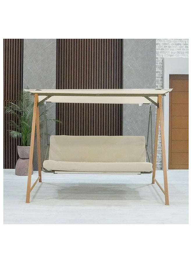 DANUBE HOME - Camila Swing Chair Modern Design Hanging Chair 3 Seater Hammock Chair Heavy Duty Swing Chairs For Indoor Outdoor Balcony Garden Patio Lawn Pool SideL 224xW 131xH 168 cm Beige - Image 1