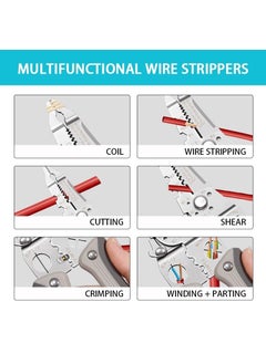 XBEY XBEY 5 in 1 Multifunctional Plier Set with 5 Interchangeable Tool Head Wire Stripper Crimping Plier Cable Cutter Electrician Scissor Linesman Plier Kit Special Cream Wire Stripper  - Image 2