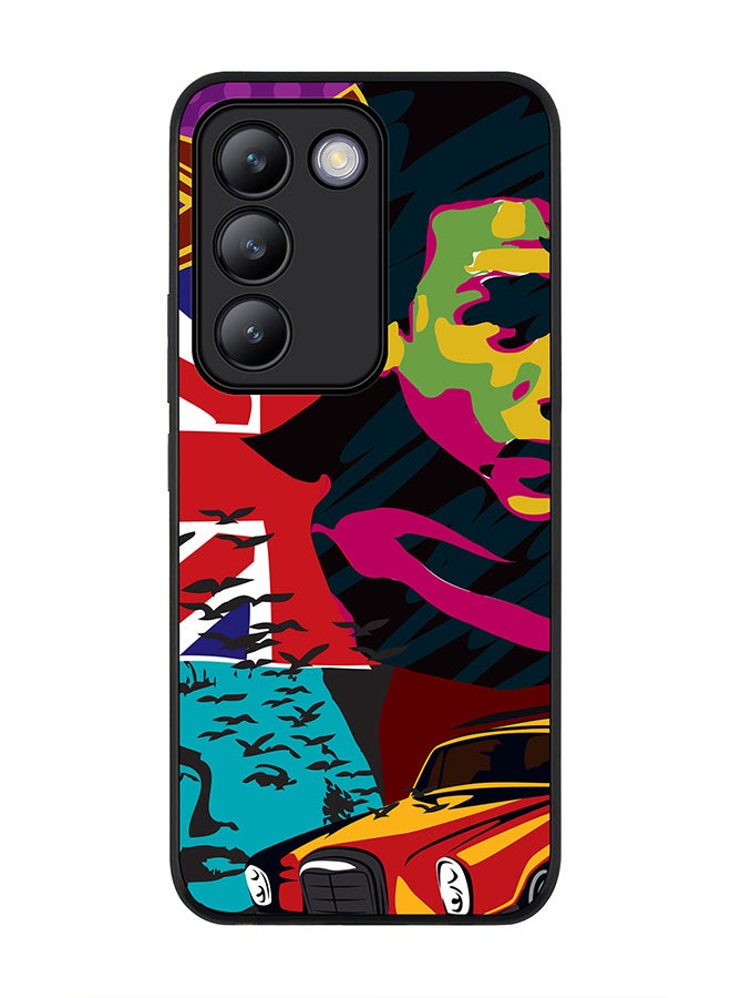 Stylizedd Rugged Black edge case for Vivo V30 Lite 5G, Slim fit Soft Case Flexible Rubber Edges Anti Drop TPU Gel Thin Cover -  Retro Spy - Image 1