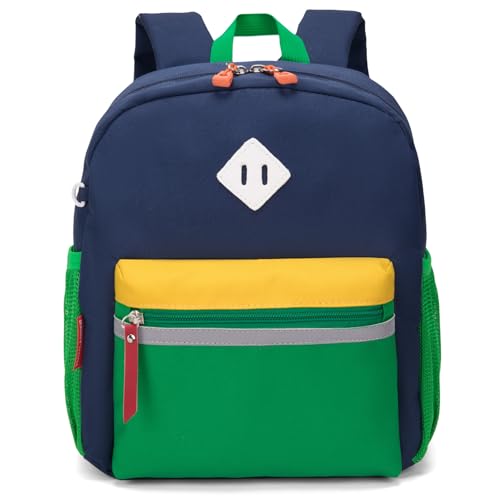 HawLander Little Kids Backpack for Boys or Girls, Toddler School Bag Fits 3 to 6 years old, Dark Blue Green, 12 Inch - Image 1