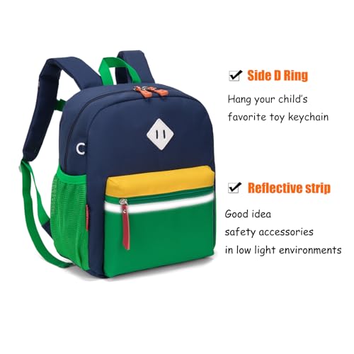 HawLander Little Kids Backpack for Boys or Girls, Toddler School Bag Fits 3 to 6 years old, Dark Blue Green, 12 Inch - Image 2