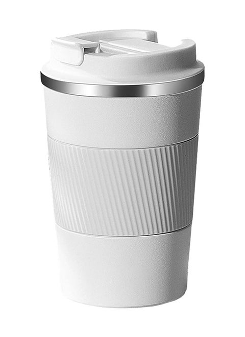 Stainless Steel Vacuum Insulated Travel Mug - 380ml Leakproof Thermal Cup with Spill-Proof Lid for Hot/Cold Drinks, White